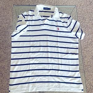 Polo Ralph Lauren Poloshirt size L white with blue stripes